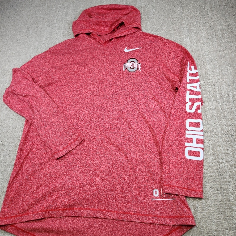 Ohio State Buckeyes Hoodie Men Large Nike‎ Lightweight Red Hooded Shirt NCAA